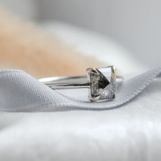 Minimalist ring with asscher salt and pepper diamond CIAO Image