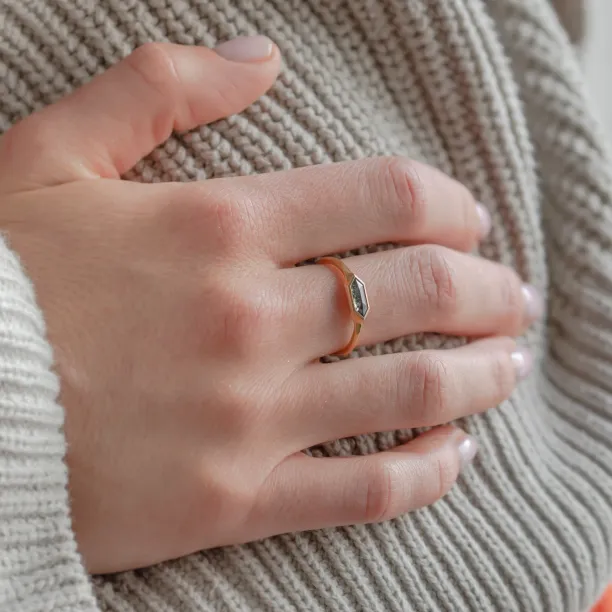 Engagement ring with hexagon salt and pepper diamond PROXY Image