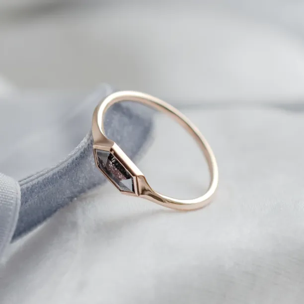 Engagement ring with hexagon salt and pepper diamond PROXY Image