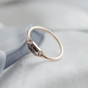 Engagement ring with hexagon salt and pepper diamond PROXY Thumbnail