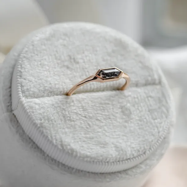 Engagement ring with hexagon salt and pepper diamond PROXY Image