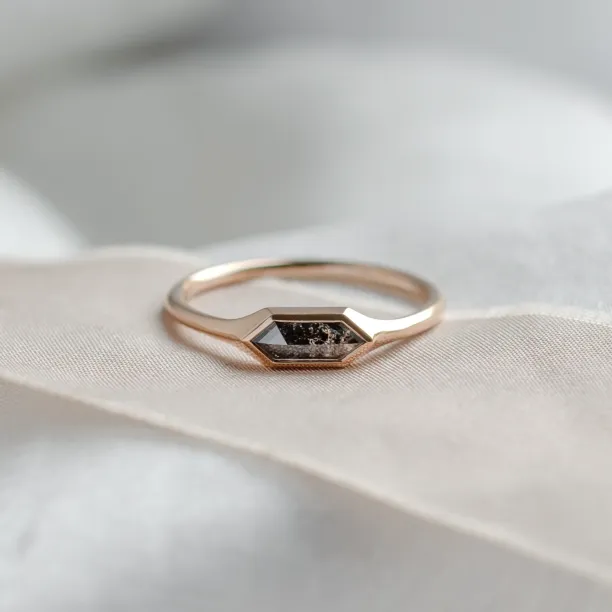 Engagement ring with hexagon salt and pepper diamond PROXY Image