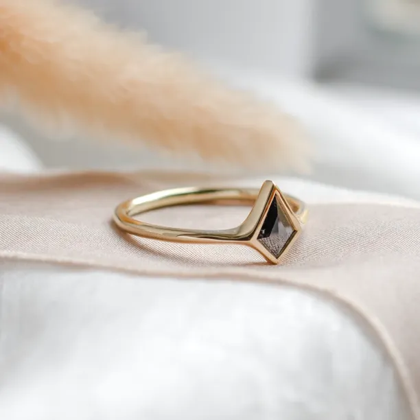 Minimalist engagement ring with salt and pepper diamond ARIZONA Image