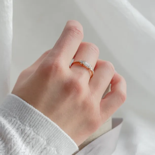 Gold ring in art deco style with moissanites SPENCER Image