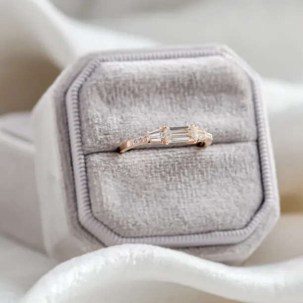 Gold ring in art deco style with moissanites SPENCER Image
