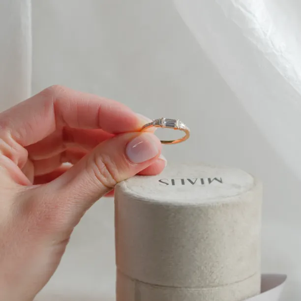 Gold ring in art deco style with moissanites SPENCER Image