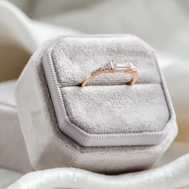 Gold ring in art deco style with moissanites SPENCER Image