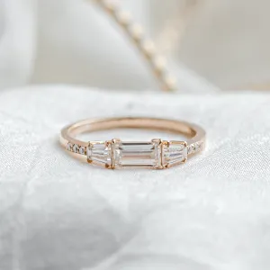 Gold ring in art deco style with moissanites SPENCER