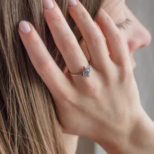 Gold cluster ring with salt and pepper diamonds ring RAVE Thumbnail