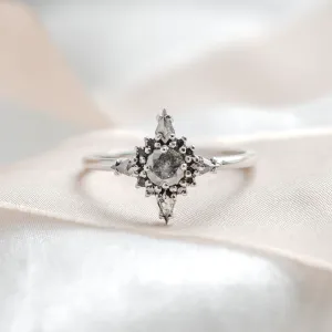 Gold cluster ring with salt and pepper diamonds ring RAVE Thumbnail