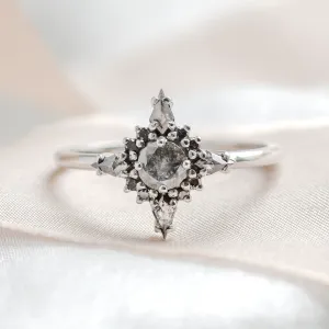 Gold cluster ring with salt and pepper diamonds ring RAVE Thumbnail