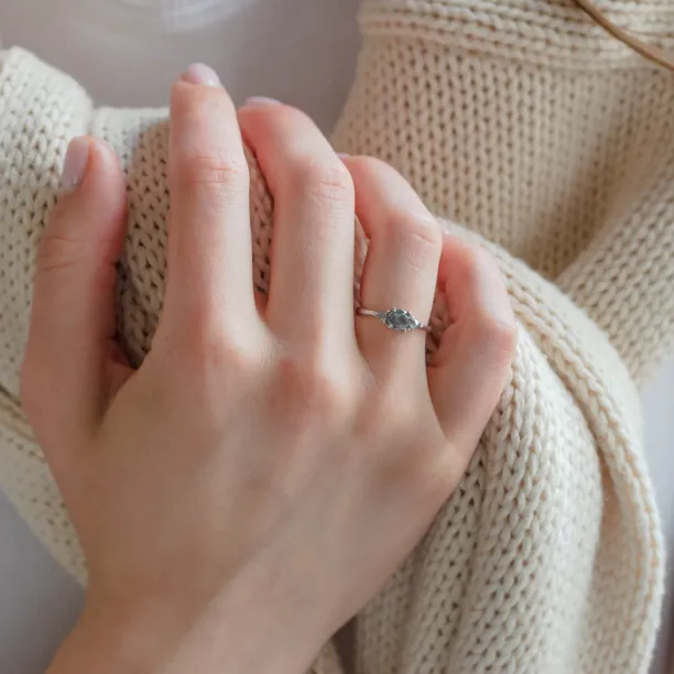 Unique engagement ring with salt and pepper diamonds AURE Image