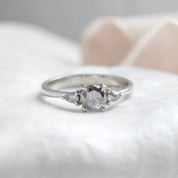 Unique engagement ring with salt and pepper diamonds AURE Image