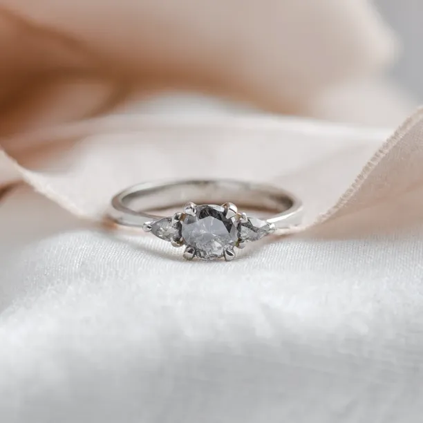 Unique engagement ring with salt and pepper diamonds AURE Image