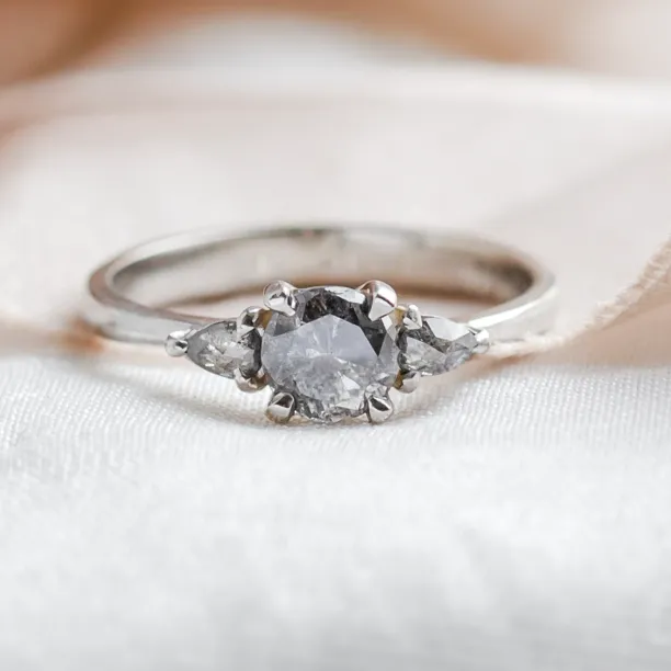 Unique engagement ring with salt and pepper diamonds AURE Image