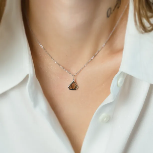 Geometric necklace with shield superman salt and pepper diamond JOE Image