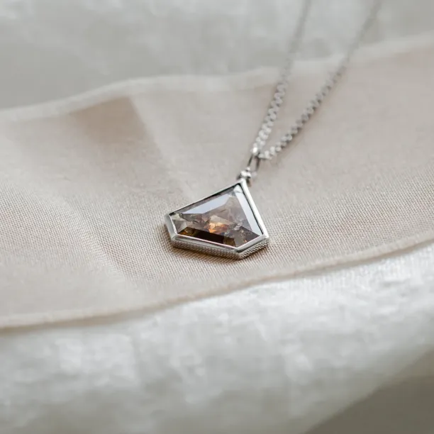 Geometric necklace with shield superman salt and pepper diamond JOE Image