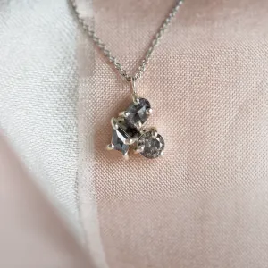 Cluster neklace with tree salt and pepper diamonds ASTRO Thumbnail