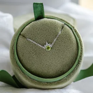 Gold necklace with peridot and diamonds LIME Thumbnail