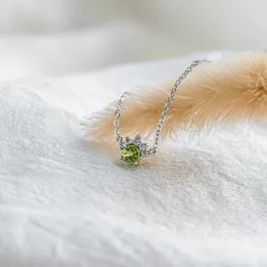 Gold necklace with peridot and diamonds LIME Thumbnail