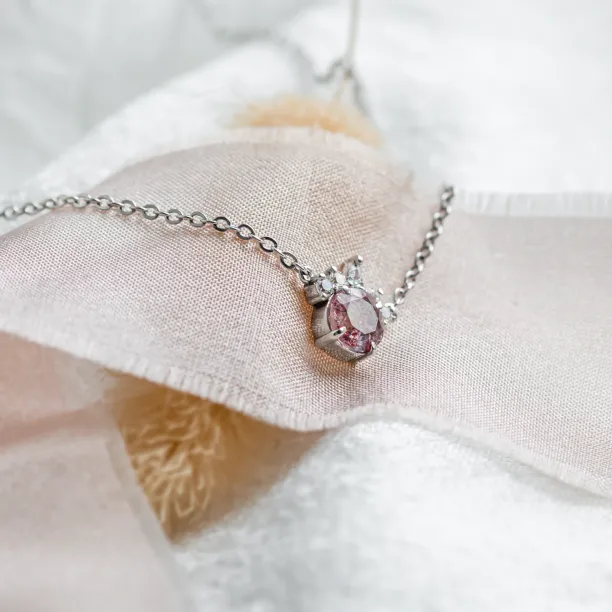 Gold necklace from mineral lepidocrocite and with diamonds PINKIE Image