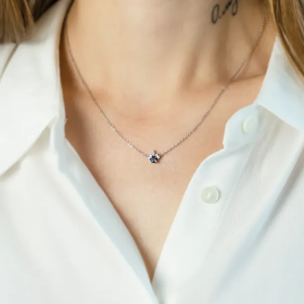 Gold necklace with london blue topaz and diamonds LAMBETH Image