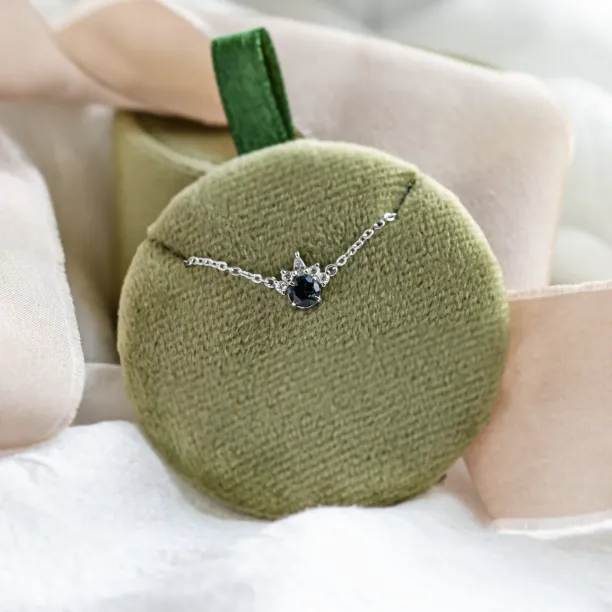 Gold necklace with london blue topaz and diamonds LAMBETH Image