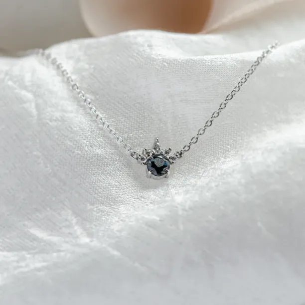 Gold necklace with london blue topaz and diamonds LAMBETH Image