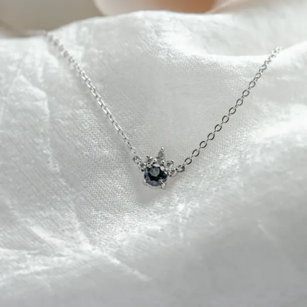 Gold necklace with london blue topaz and diamonds LAMBETH Image