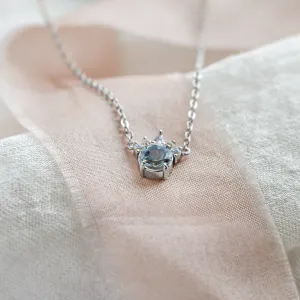 Gold necklace with aquamarine and diamonds AZURINE Thumbnail