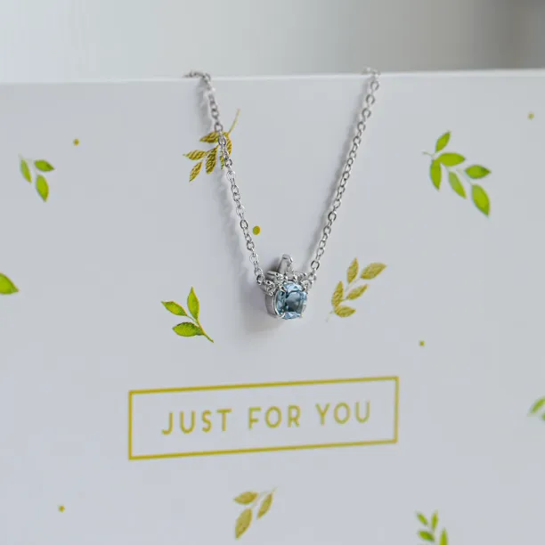 Gold necklace with aquamarine and diamonds AZURINE Image