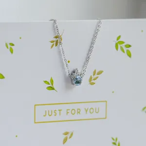 Gold necklace with aquamarine and diamonds AZURINE Thumbnail