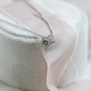 Gold necklace with aquamarine and diamonds AZURINE Thumbnail