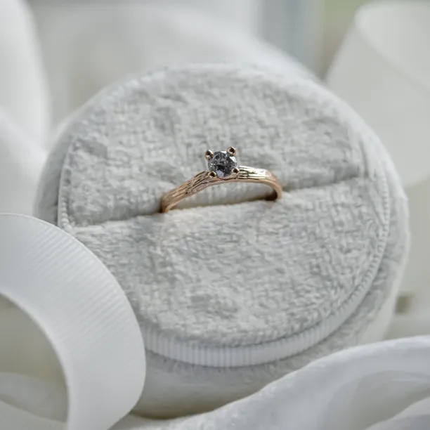 Gold branch ring with salt and pepper diamond ROWYN Image