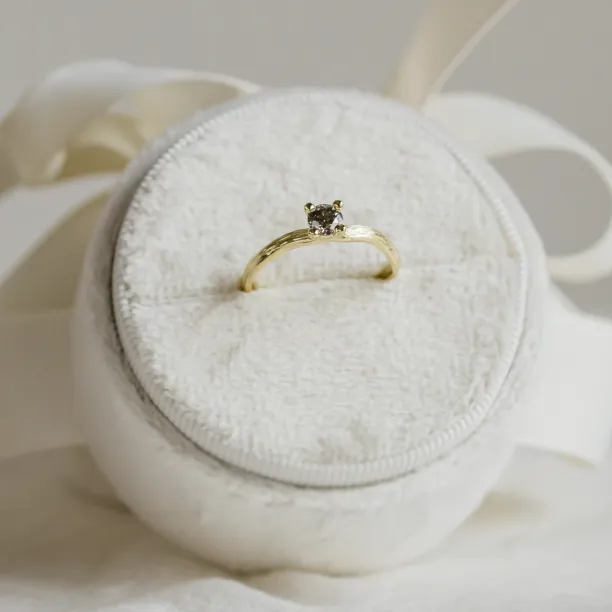 Gold branch ring with salt and pepper diamond ROWYN Image