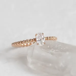 Minimalist beaded ball ring with moissanite CARLIN Thumbnail