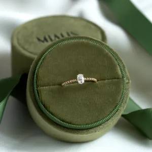 Minimalist beaded ball ring with moissanite CARLIN Thumbnail