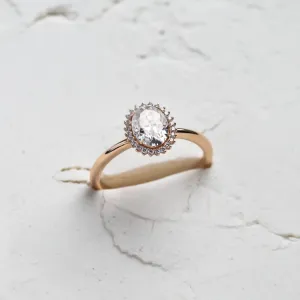 Halo engagement ring with oval moissanite BLANC Thumbnail