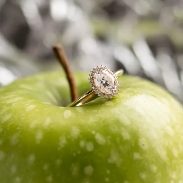Halo engagement ring with oval moissanite BLANC Image