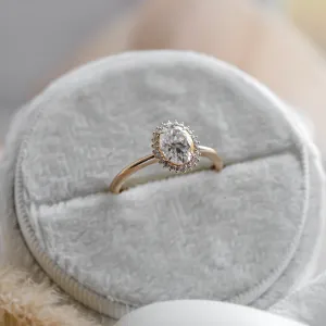 Halo engagement ring with oval moissanite BLANC Thumbnail