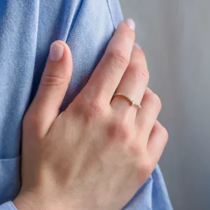 Curved wedding ring with moissanites PARLOR Thumbnail