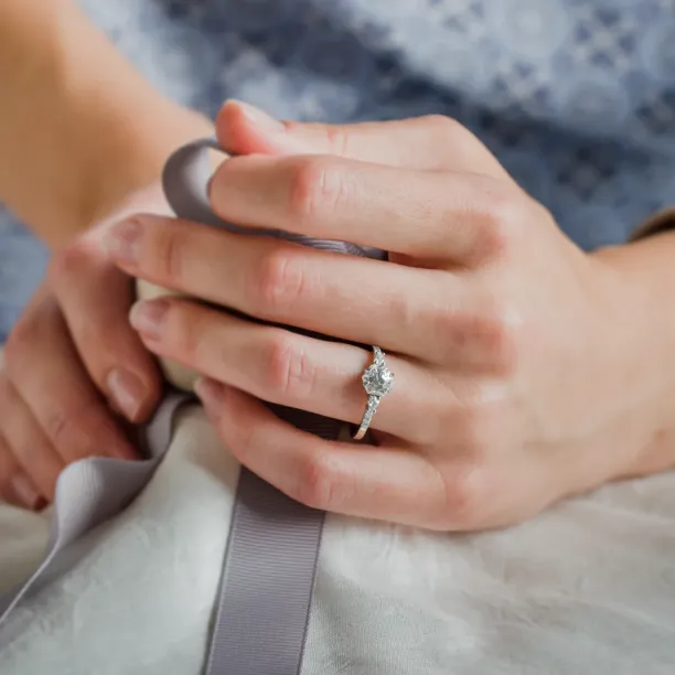 Unusual engagement ring with moissanites MAJESTY Image