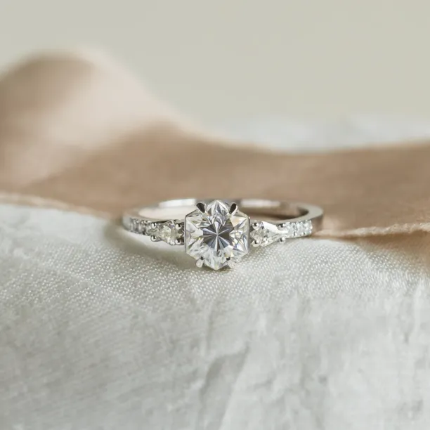 Unusual engagement ring with moissanites MAJESTY Image