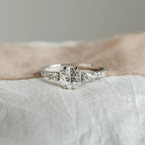 Unusual engagement ring with moissanites MAJESTY Image