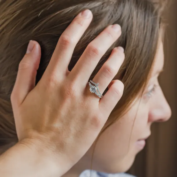 Unusual engagement ring with moissanites MAJESTY Image