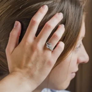 Unusual engagement ring with moissanites MAJESTY Thumbnail