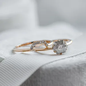 Wedding set of rings with salt'n'pepper diamonds POET Thumbnail