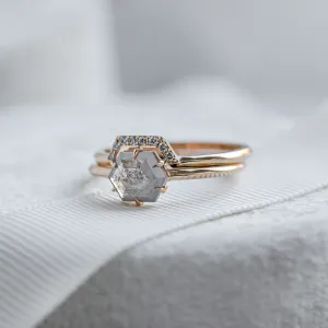 Wedding set of rings with salt'n'pepper diamonds POET Thumbnail