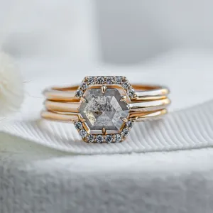 Wedding set of rings with salt'n'pepper diamonds POET Thumbnail
