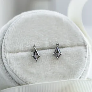 Gold earrings with kite salt and pepper diamonds POE Thumbnail